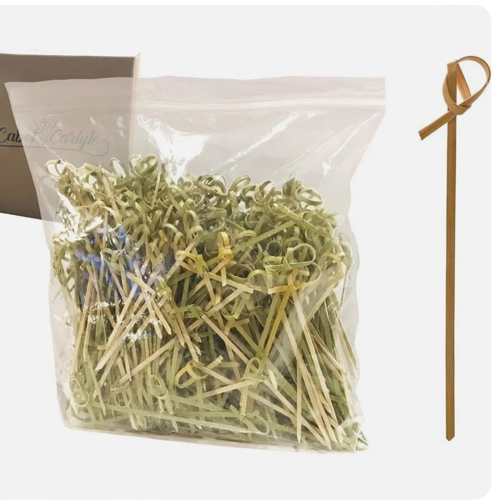 Cabot & Carlyle Bamboo Cocktail Picks 300 Pack 4.1 inch W/Looped Knot